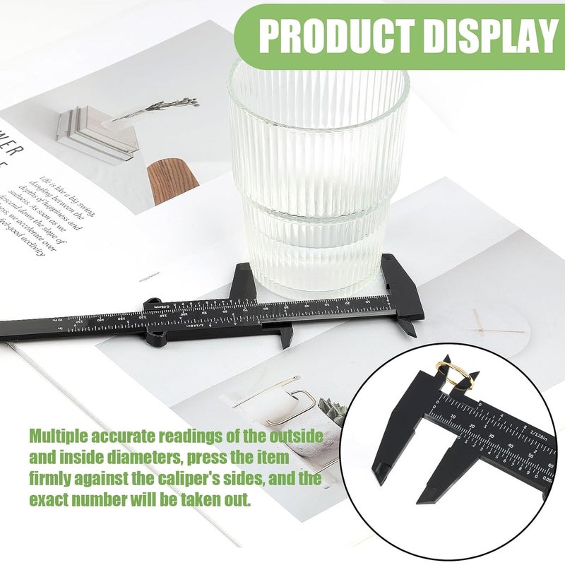 TNJPSEK 30 Pack Plastic Vernier Caliper, 150mm Mini Sliding Ruler Gauge, Disposable Plastic Caliper Measuring Tool for Students DIY Crafts School Office Tattoo Eyebrow Artists (White, 0-6"/0-150mm) - Image 5